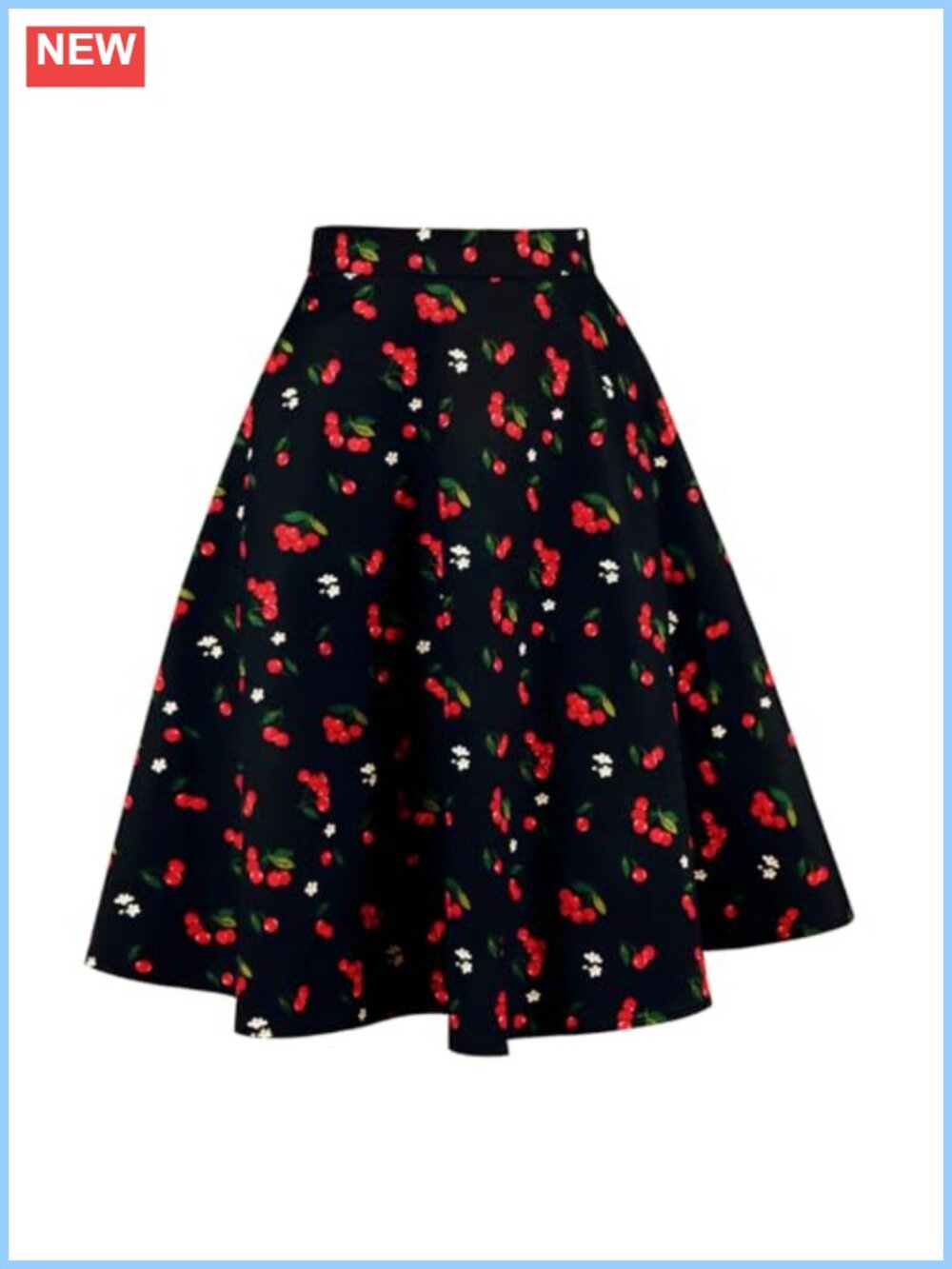 Women's Cotton Midi A-Line Swing Skirt with Pockets Vintage 1950s Style